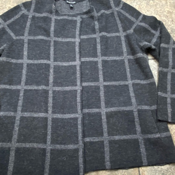 Eileen Fisher Open Gray Wool Cardigan Size Large Pockets - Picture 3 of 5